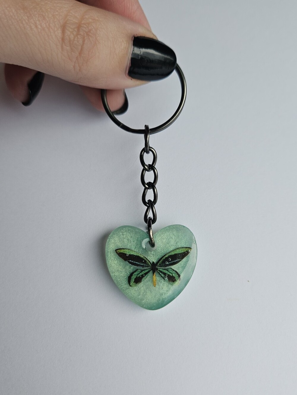 Handmade Mini Heart Moth Resin Keychain Cute Accessories Lightweight Charm